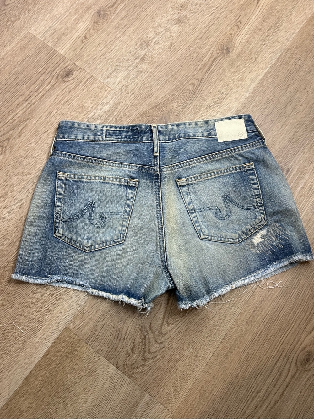 AG 100% Cotton Denim Distressed Bonnie Relaxed Cutoff Jean Shorts